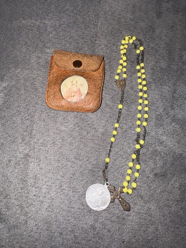 Alter rosenkranz mit lederetui - rosenkranz,