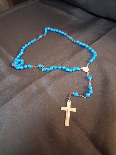 Rosenkranz perlen blau aus - blau,,